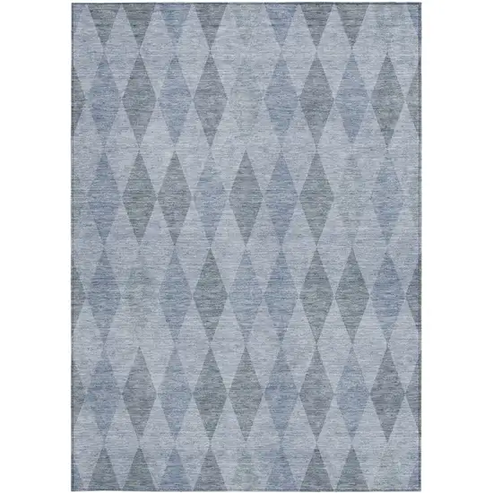 3' X 4' Denim Blue Geometric Washable Non Skid Indoor Outdoor Area Rug Photo 5