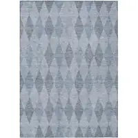 Photo of 3' X 4' Denim Blue Geometric Washable Non Skid Indoor Outdoor Area Rug