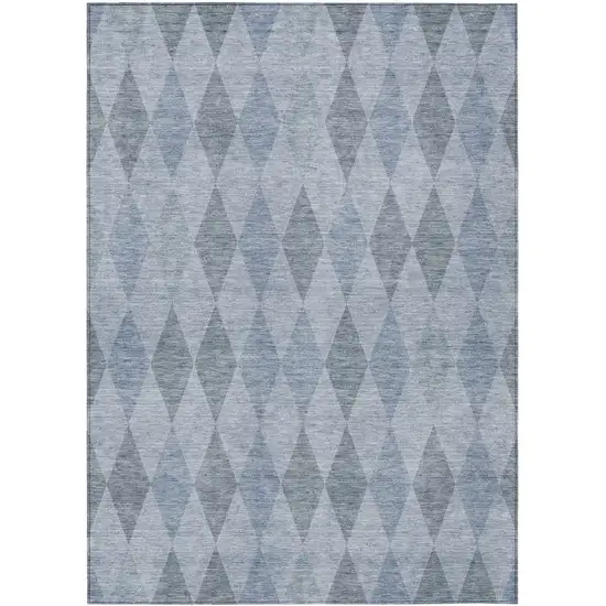 3' X 4' Denim Blue Geometric Washable Non Skid Indoor Outdoor Area Rug Photo 2