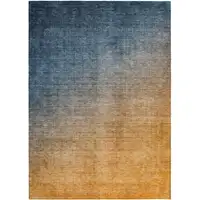 Photo of 3' X 4' Denim and Gold Ombre Washable Non Skid Indoor Outdoor Area Rug