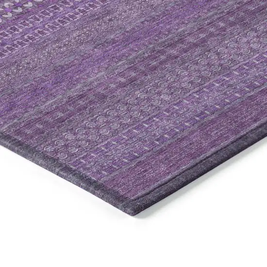 3' X 4' Eggplant Striped Washable Non Skid Indoor Outdoor Area Rug Photo 6