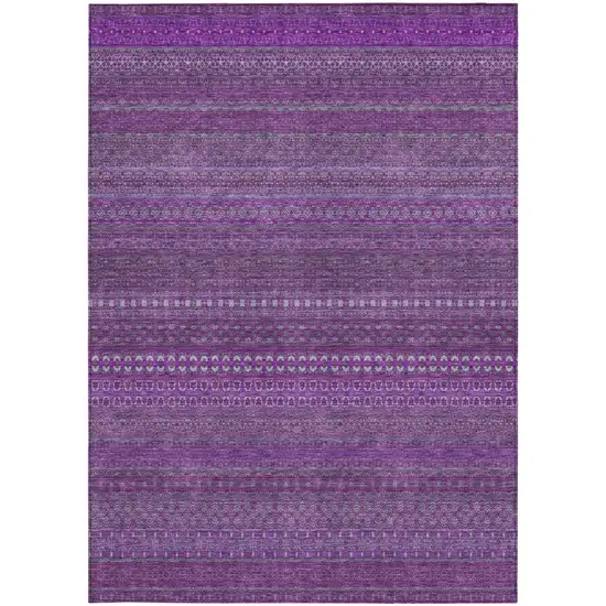 Eggplant Striped Washable Non Skid Indoor Outdoor Area Rug Photo 4