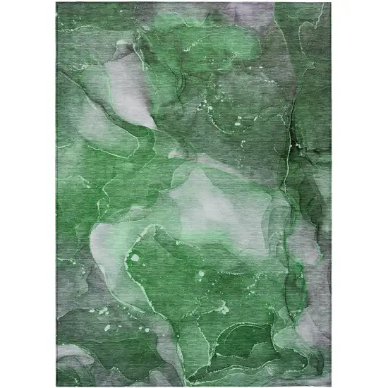 3' X 4' Emerald Abstract Washable Non Skid Indoor Outdoor Area Rug Photo 2