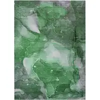 Photo of 3' X 4' Emerald Abstract Washable Non Skid Indoor Outdoor Area Rug