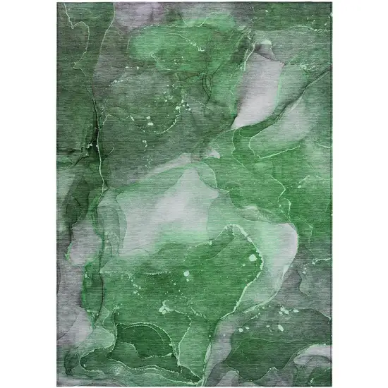 3' X 5' Emerald Abstract Washable Non Skid Indoor Outdoor Area Rug Photo 5