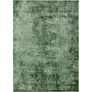 Photo of 3' X 4' Emerald Abstract Washable Non Skid Indoor Outdoor Area Rug