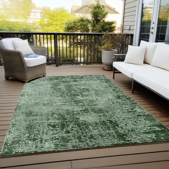 3' X 5' Emerald Abstract Washable Non Skid Indoor Outdoor Area Rug Photo 8