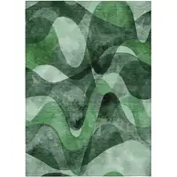 Photo of 3' X 4' Fern Green Abstract Washable Non Skid Indoor Outdoor Area Rug