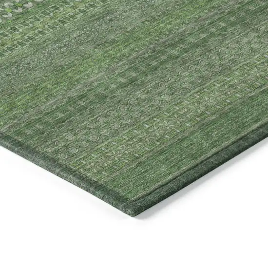 3' X 4' Fern Green Striped Washable Non Skid Indoor Outdoor Area Rug Photo 7