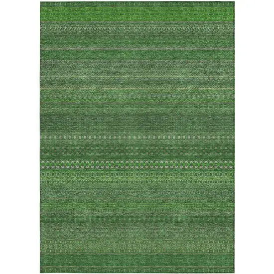 3' X 4' Fern Green Striped Washable Non Skid Indoor Outdoor Area Rug Photo 5