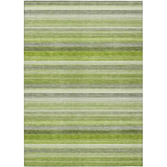 3' X 4' Fern Green Striped Washable Non Skid Indoor Outdoor Area Rug Photo 2