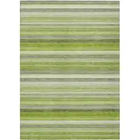 Photo of 3' X 5' Fern Green Striped Washable Non Skid Indoor Outdoor Area Rug