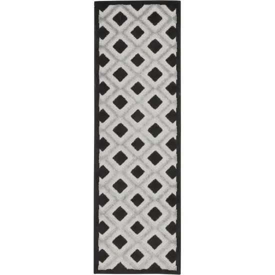 2' X 6' Black And White Gingham Non Skid Indoor Outdoor Runner Rug Photo 2