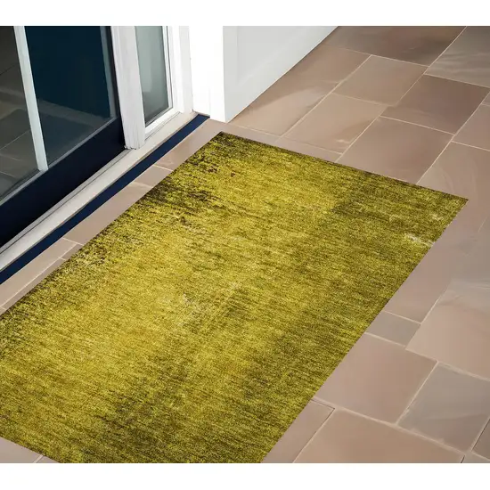 Gold Abstract Washable Non Skid Indoor Outdoor Area Rug Photo 1