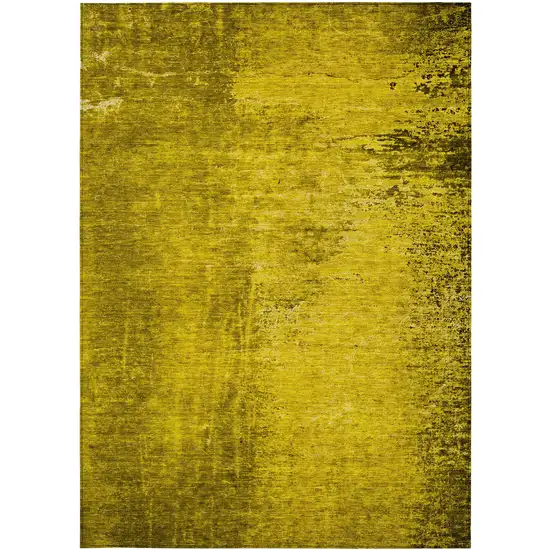 3' X 5' Gold Abstract Washable Non Skid Indoor Outdoor Area Rug Photo 4