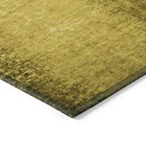 Photo of 3' X 5' Gold Abstract Washable Non Skid Indoor Outdoor Area Rug