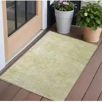 Photo of 3' X 4' Gold Abstract Washable Non Skid Indoor Outdoor Area Rug