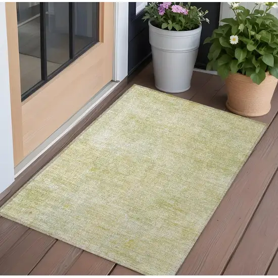 3' X 4' Gold Abstract Washable Non Skid Indoor Outdoor Area Rug Photo 1