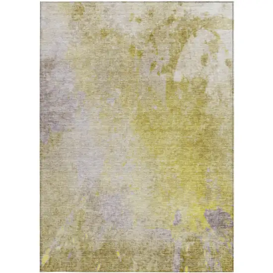 3' X 4' Gold Beige and Purple Abstract Washable Non Skid Indoor Outdoor Area Rug Photo 4