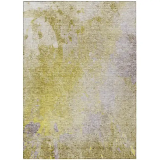 Gold Beige and Purple Abstract Washable Non Skid Indoor Outdoor Area Rug Photo 2