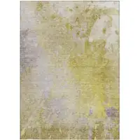 Photo of 3' X 5' Gold Beige and Purple Abstract Washable Non Skid Indoor Outdoor Area Rug