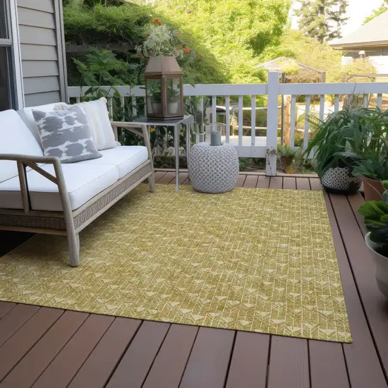 3' X 4' Gold Geometric Washable Non Skid Indoor Outdoor Area Rug Photo 8