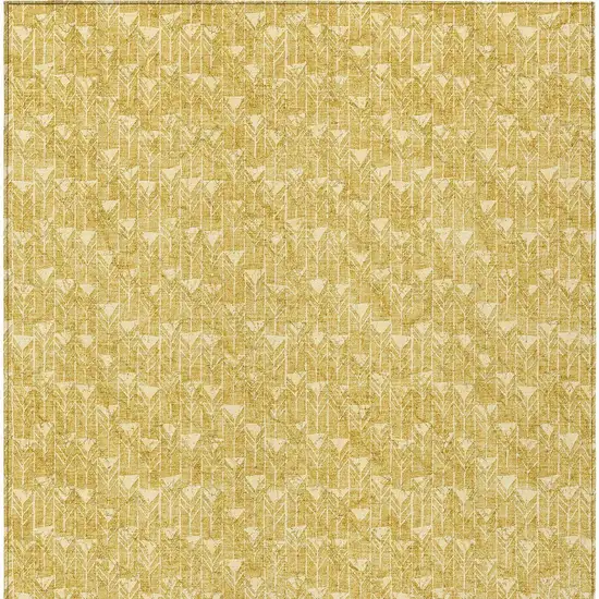 Gold Geometric Washable Non Skid Indoor Outdoor Area Rug Photo 7