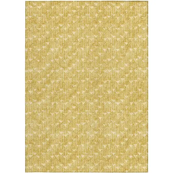 3' X 5' Gold Geometric Washable Non Skid Indoor Outdoor Area Rug Photo 6