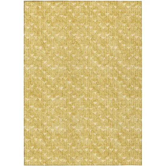 3' X 5' Gold Geometric Washable Non Skid Indoor Outdoor Area Rug Photo 2