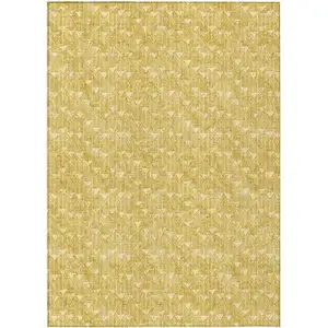 Photo of 3' X 5' Gold Geometric Washable Non Skid Indoor Outdoor Area Rug