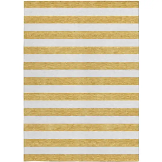 3' X 4' Gold Striped Washable Non Skid Indoor Outdoor Area Rug Photo 5