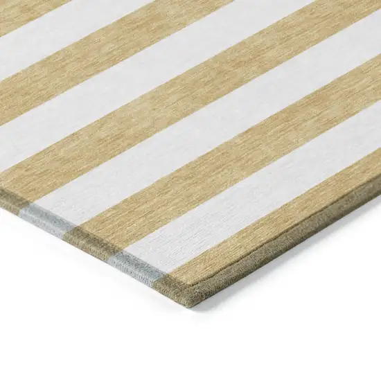 3' X 4' Gold Striped Washable Non Skid Indoor Outdoor Area Rug Photo 6