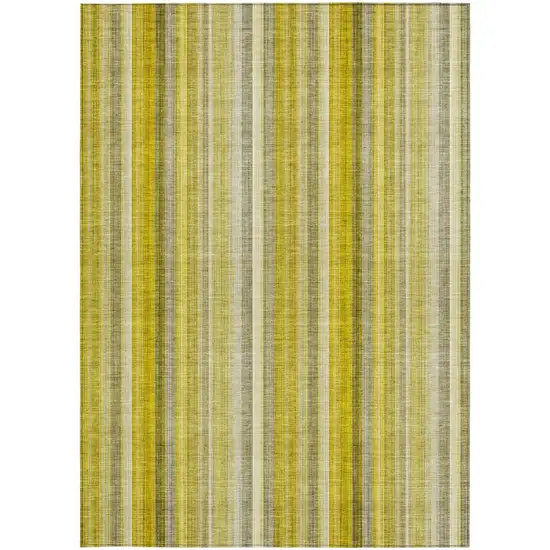 Gold Striped Washable Non Skid Indoor Outdoor Area Rug Photo 4