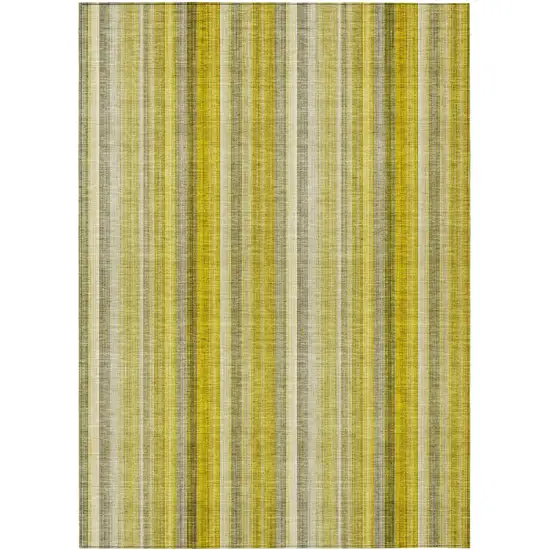 3' X 5' Gold Striped Washable Non Skid Indoor Outdoor Area Rug Photo 2