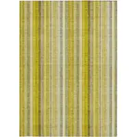 Photo of 3' X 5' Gold Striped Washable Non Skid Indoor Outdoor Area Rug