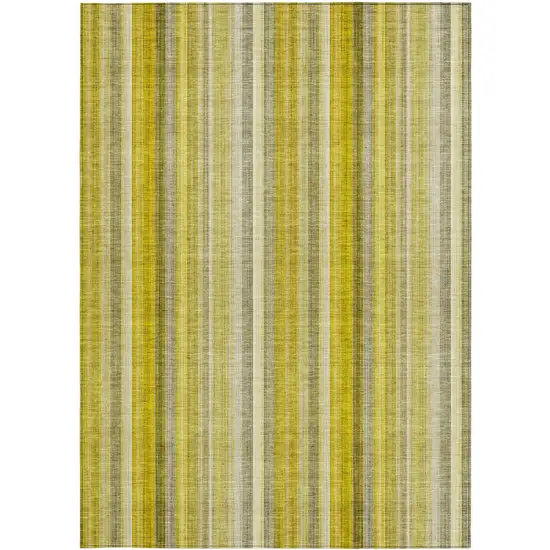 3' X 5' Gold Striped Washable Non Skid Indoor Outdoor Area Rug Photo 4