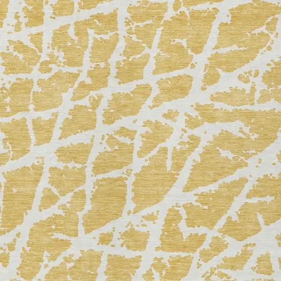 Gold and White Abstract Washable Non Skid Indoor Outdoor Area Rug Photo 7