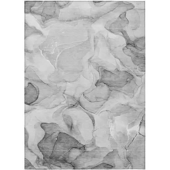 3' X 4' Gray Abstract Washable Non Skid Indoor Outdoor Area Rug Photo 2