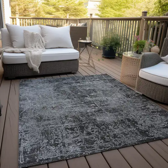 3' X 4' Gray Abstract Washable Non Skid Indoor Outdoor Area Rug Photo 8