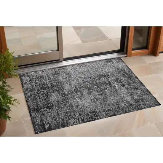 3' X 4' Gray Abstract Washable Non Skid Indoor Outdoor Area Rug Photo 1