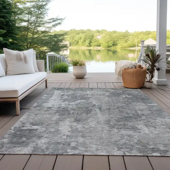 3' X 4' Gray Abstract Washable Non Skid Indoor Outdoor Area Rug Photo 8