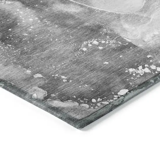 Gray Abstract Washable Non Skid Indoor Outdoor Area Rug Photo 5