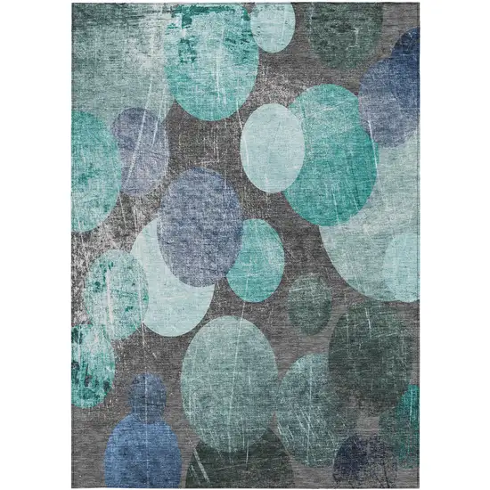 3' X 4' Gray Blue and Purple Abstract Washable Non Skid Indoor Outdoor Area Rug Photo 5