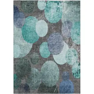 Photo of 3' X 4' Gray Blue and Purple Abstract Washable Non Skid Indoor Outdoor Area Rug