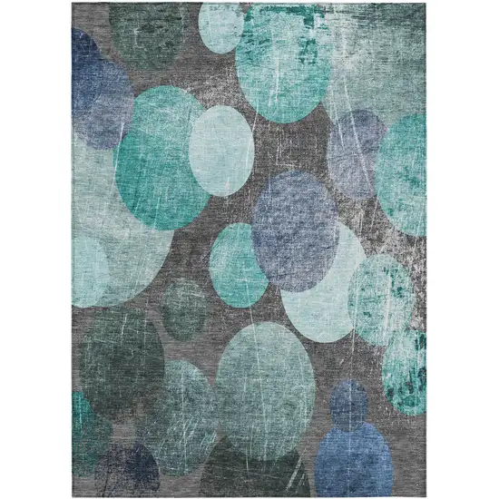 3' X 4' Gray Blue and Purple Abstract Washable Non Skid Indoor Outdoor Area Rug Photo 2