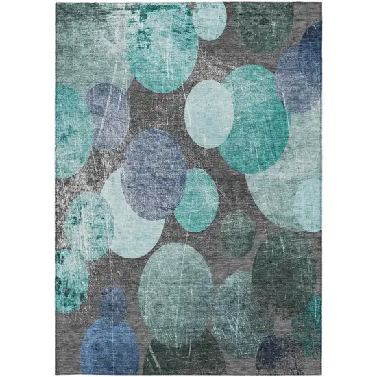 3' X 5' Gray Blue and Purple Abstract Washable Non Skid Indoor Outdoor Area Rug Photo 5