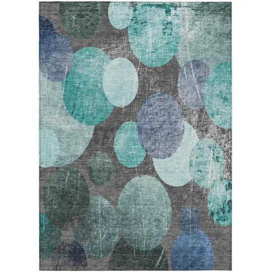 3' X 5' Gray Blue and Purple Abstract Washable Non Skid Indoor Outdoor Area Rug Photo 2