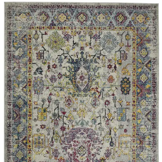 3' X 5' Gray Floral Power Loom Area Rug Photo 9