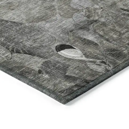 Gray Abstract Washable Indoor Outdoor Area Rug Photo 4