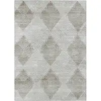 Photo of 3' X 5' Gray Geometric Washable Non Skid Indoor Outdoor Area Rug